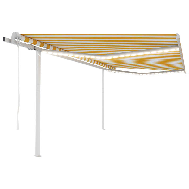 VidaXL Luifel automatisch met LED en windsensor 4x3 m geel en wit