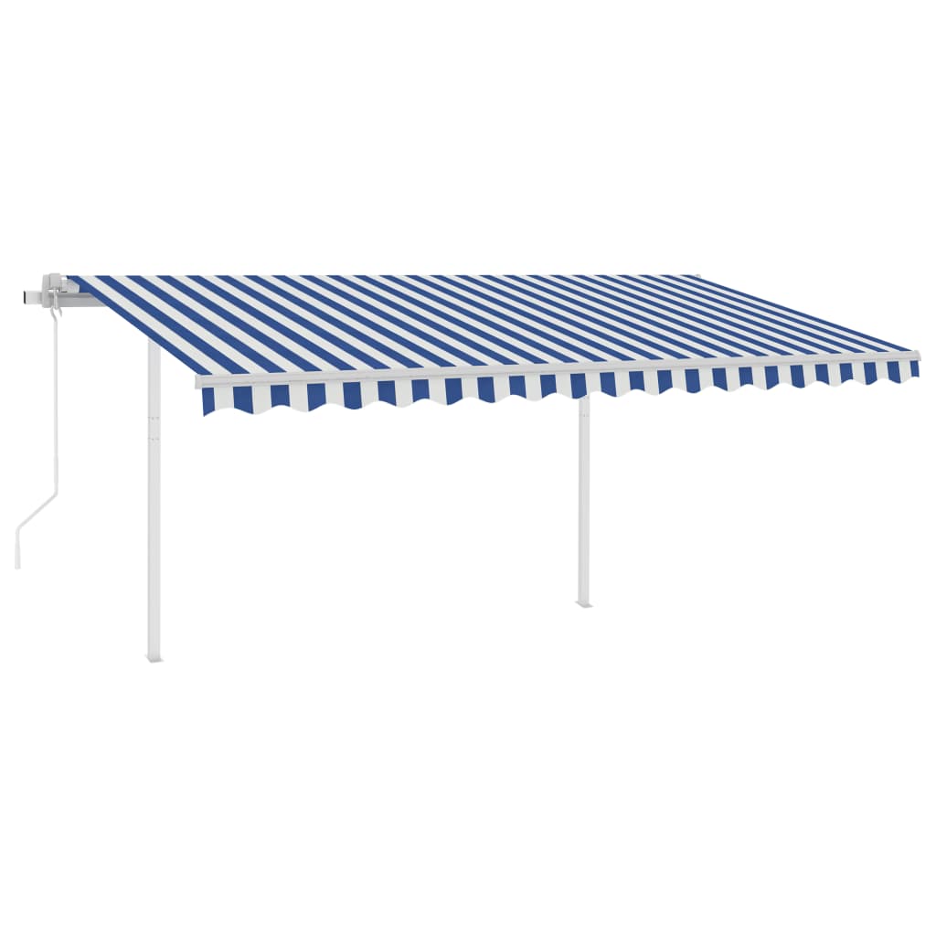 VidaXL Luifel automatisch met LED en windsensor 4,5x3 m blauw en wit