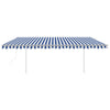 VidaXL Luifel automatisch met LED en windsensor 5x3 m blauw en wit
