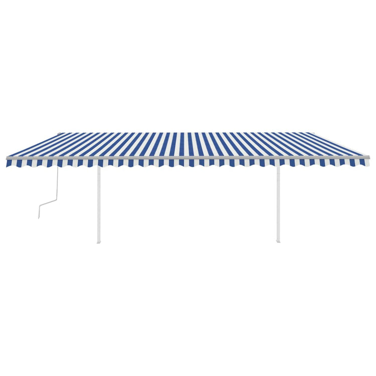 VidaXL Luifel handmatig uittrekbaar met palen 6x3 m blauw en wit