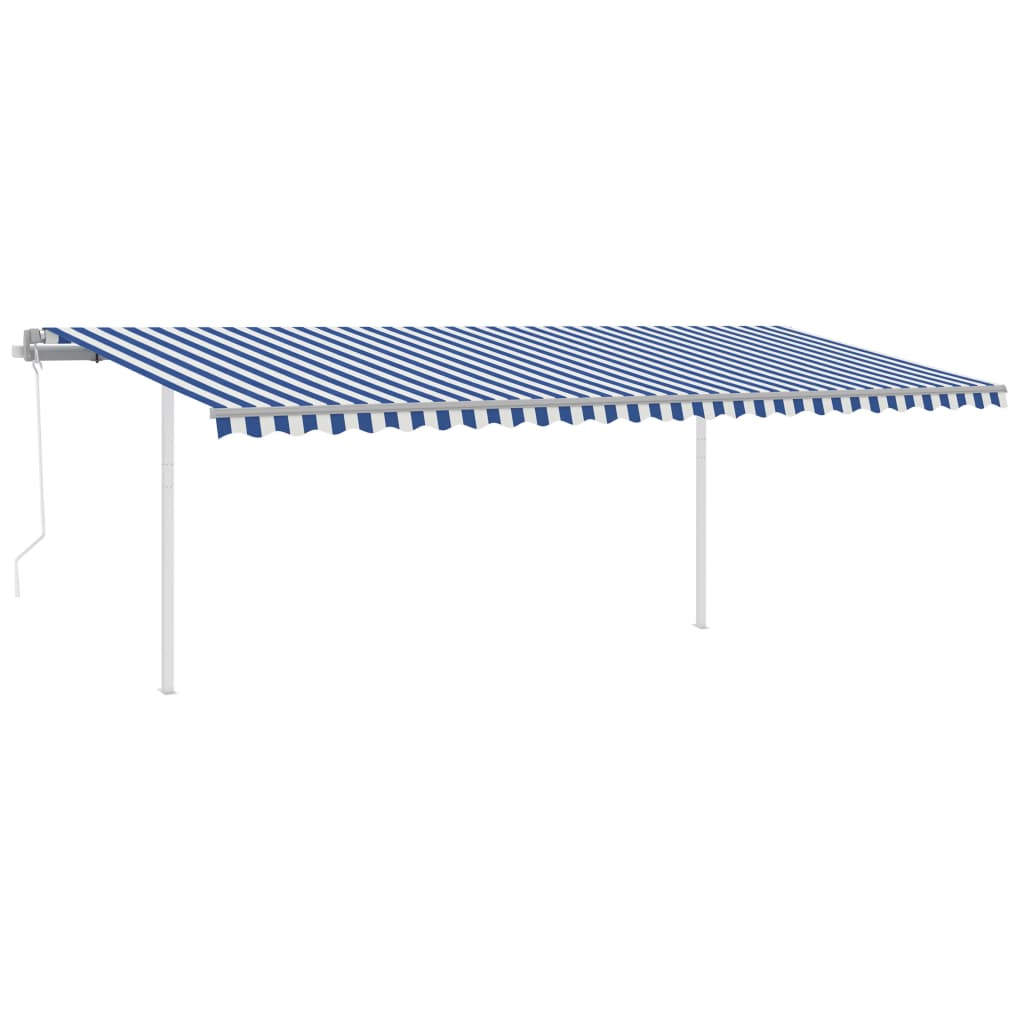 VidaXL Luifel automatisch met LED en windsensor 6x3 m blauw en wit