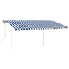 VidaXL Luifel handmatig uittrekbaar met LED 4x3,5 m blauw en wit