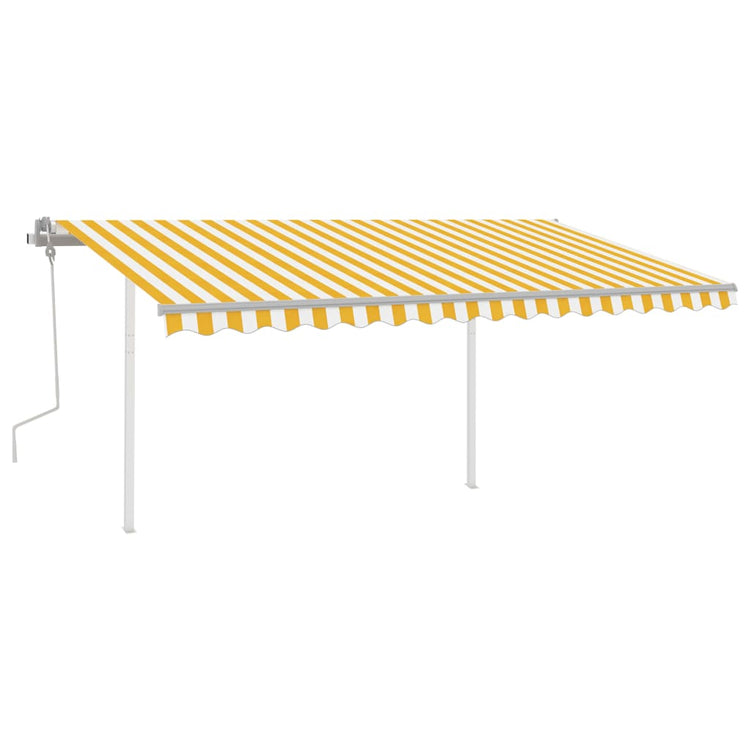 VidaXL Luifel handmatig uittrekbaar met LED 4,5x3,5 m geel en wit
