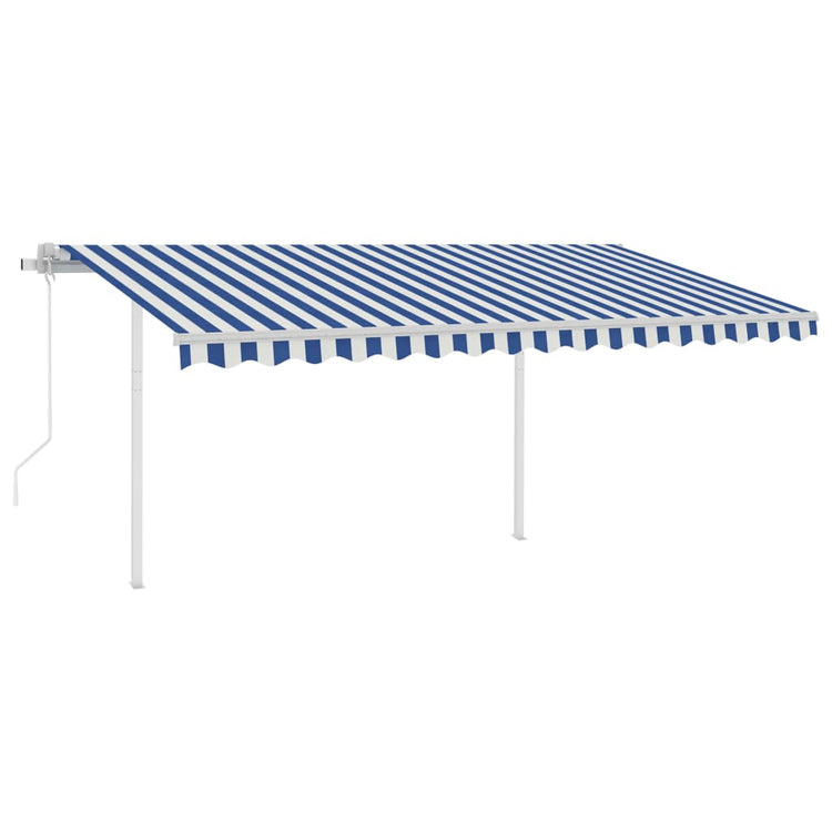 VidaXL Luifel automatisch uittrekbaar met palen 4,5x3,5 m blauw en wit