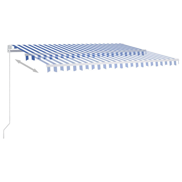 VidaXL Luifel automatisch uittrekbaar met palen 4,5x3,5 m blauw en wit