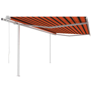 VidaXL Luifel automatisch uittrekbaar met palen 4,5x3,5 m oranje bruin - afbeelding 1