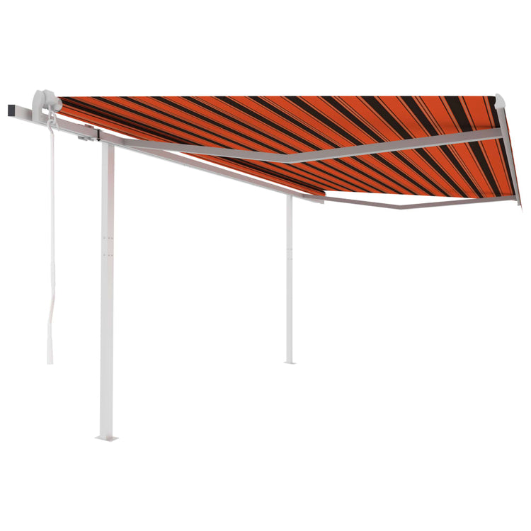 VidaXL Luifel automatisch uittrekbaar met palen 4,5x3,5 m oranje bruin