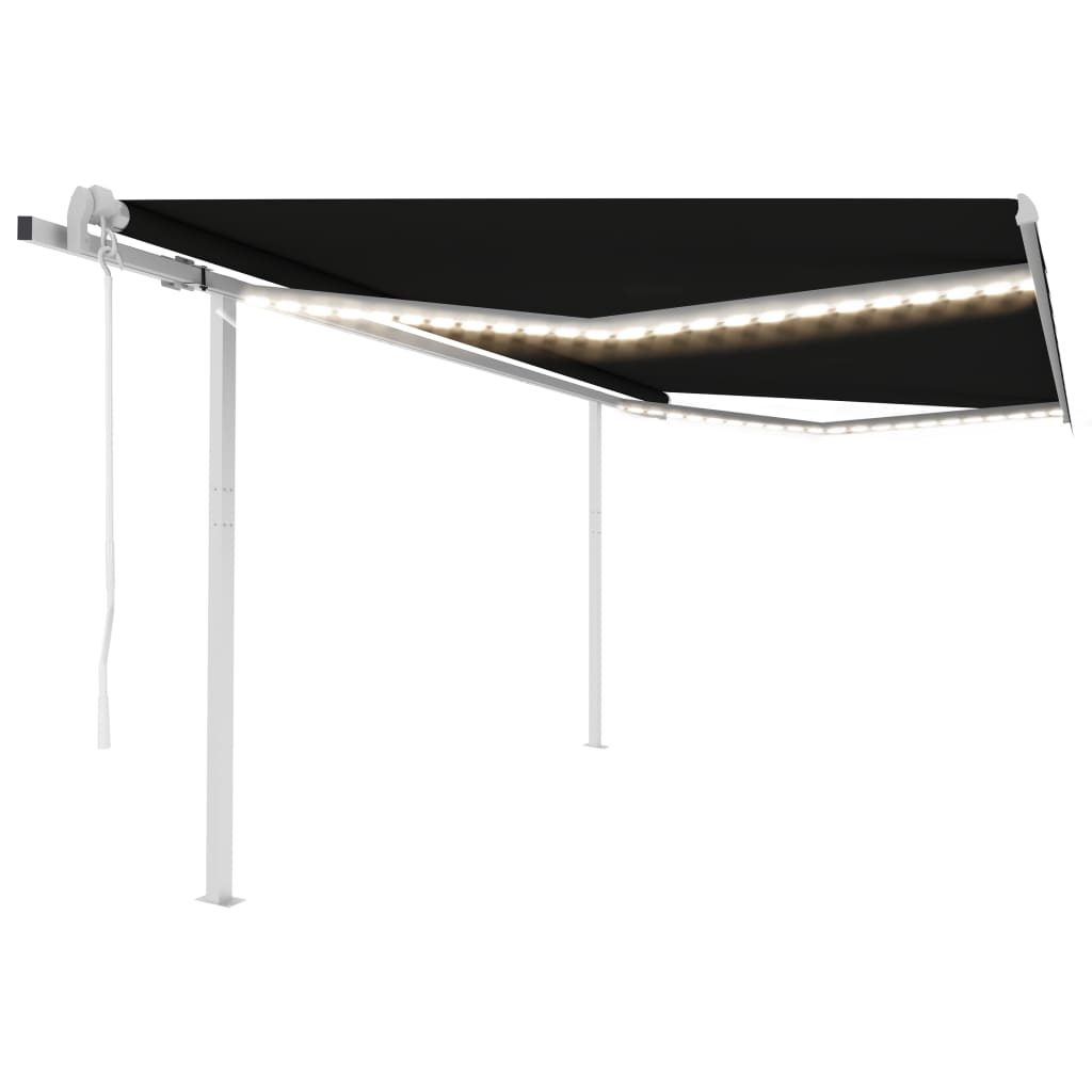 VidaXL Luifel automatisch met LED en windsensor 4,5x3,5 m antraciet