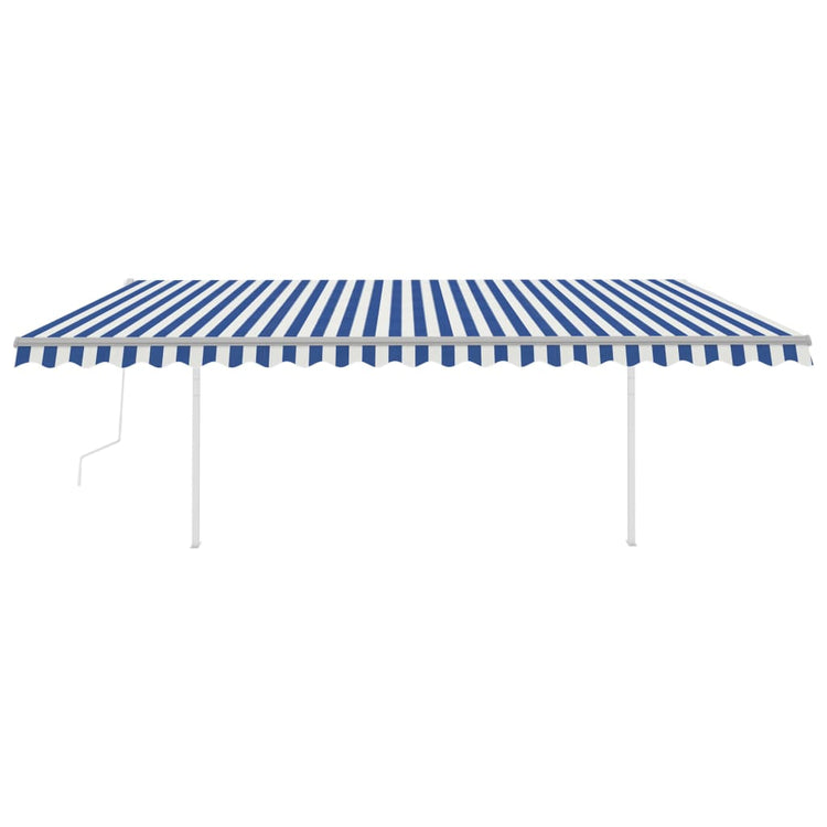 VidaXL Luifel automatisch uittrekbaar met palen 5x3,5 m blauw en wit
