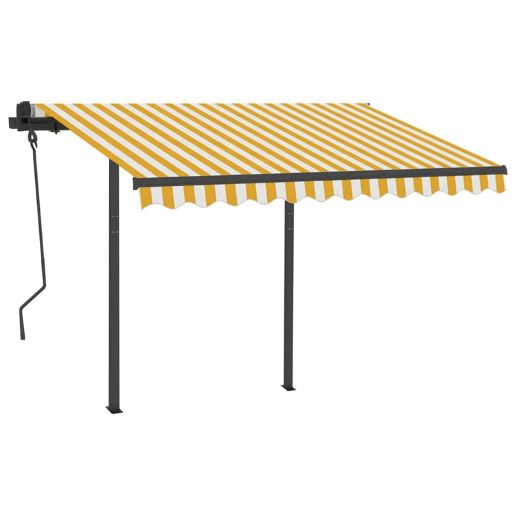 VidaXL Luifel automatisch uittrekbaar met palen 3x2,5 m geel en wit