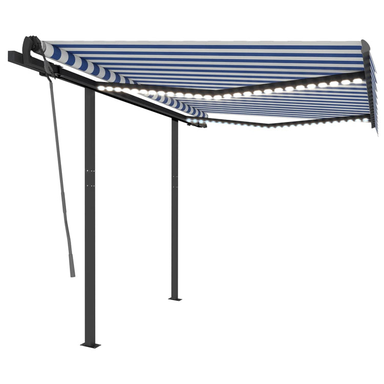 VidaXL Luifel automatisch met LED en windsensor 3x2,5 m blauw en wit