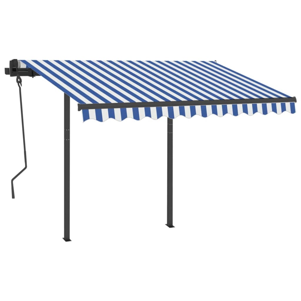 VidaXL Luifel automatisch met LED en windsensor 3x2,5 m blauw en wit