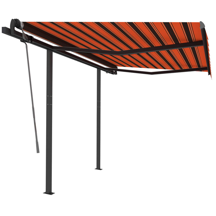 VidaXL Luifel handmatig uittrekbaar met palen 3,5x2,5 m oranje bruin