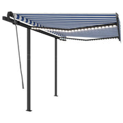 VidaXL Luifel handmatig uittrekbaar met LED 3,5x2,5 m blauw en wit - afbeelding 2