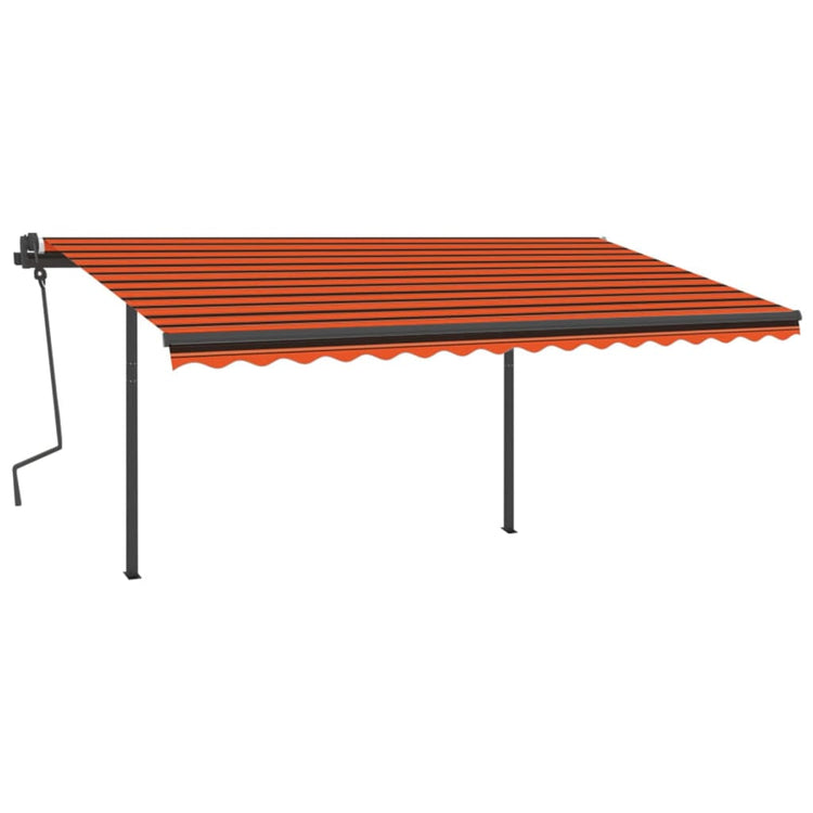 VidaXL Luifel handmatig uittrekbaar met palen 4x3 m oranje en bruin