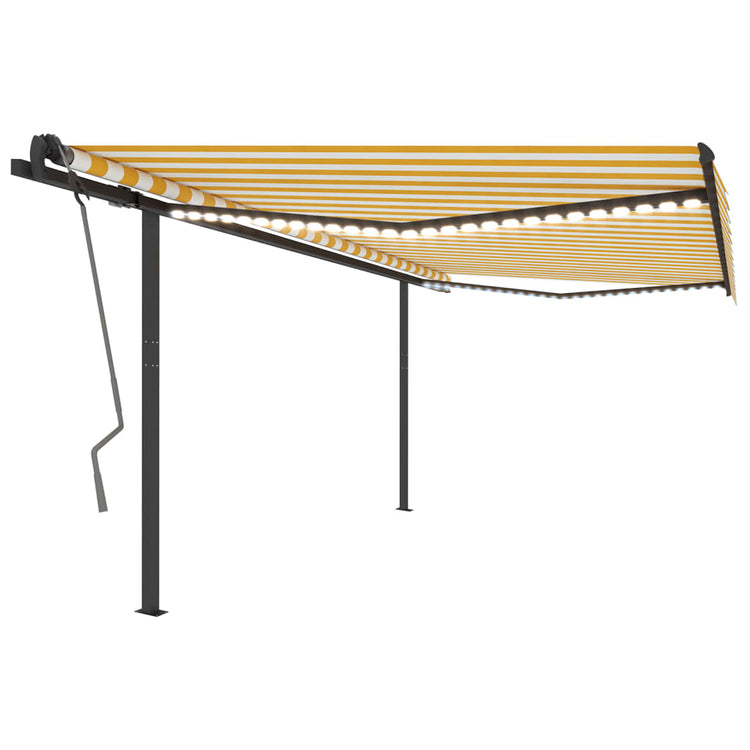 VidaXL Luifel automatisch met LED en windsensor 4x3 m geel en wit