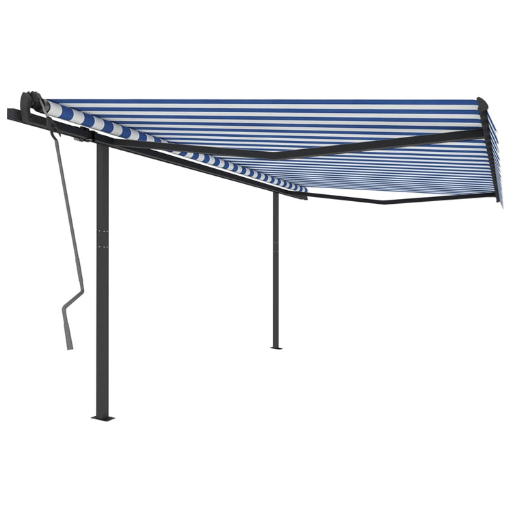 VidaXL Luifel automatisch uittrekbaar met palen 4,5x3 m blauw en wit