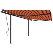 VidaXL Luifel automatisch uittrekbaar met palen 4,5x3 m oranje bruin - afbeelding 2