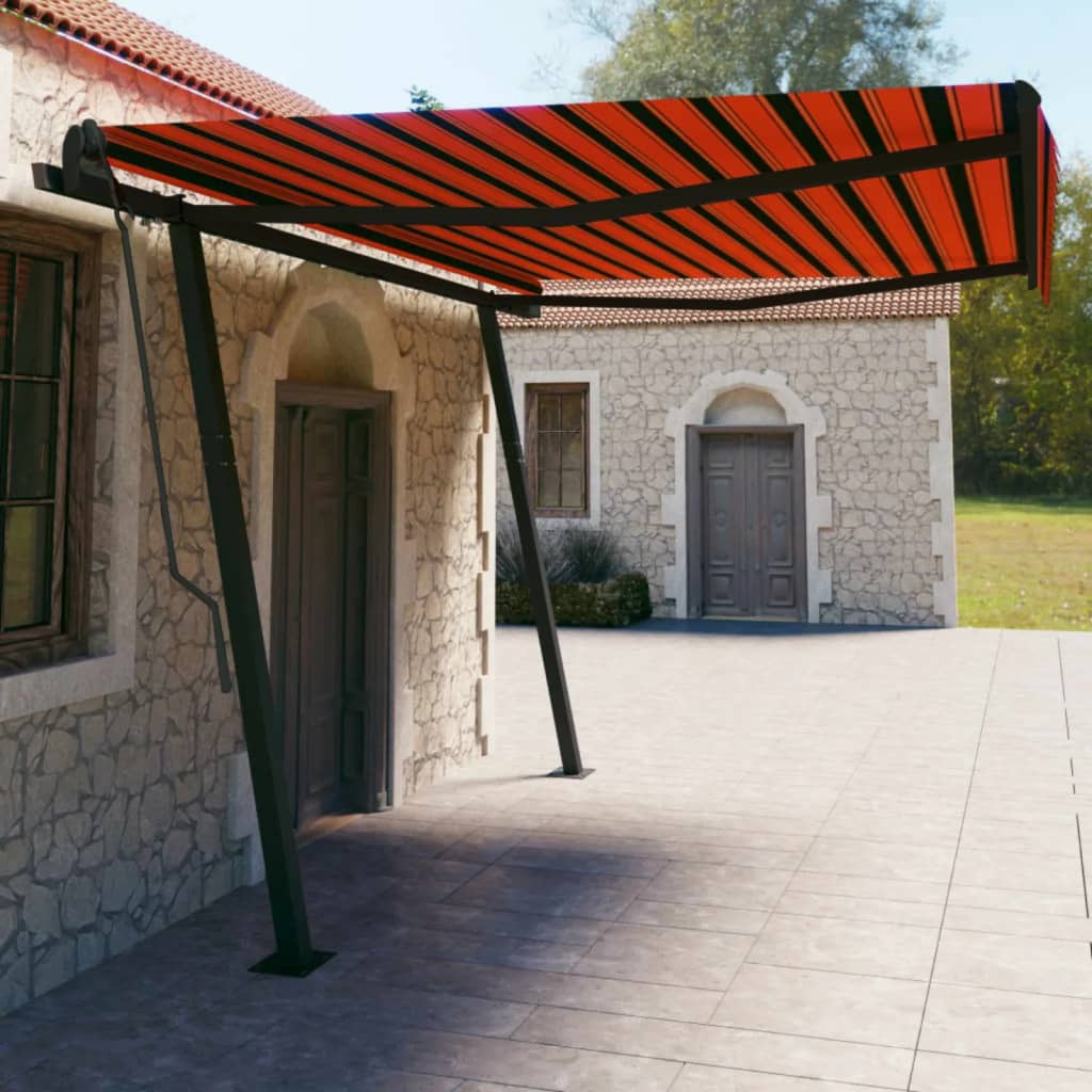 VidaXL Luifel automatisch uittrekbaar met palen 4,5x3 m oranje bruin