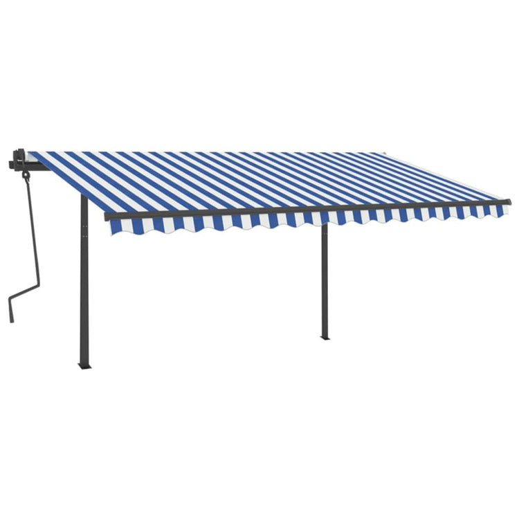 VidaXL Luifel automatisch met LED en windsensor 4,5x3 m blauw en wit
