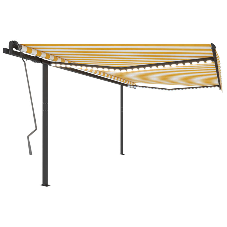 VidaXL Luifel automatisch met LED en windsensor 4,5x3 m geel en wit