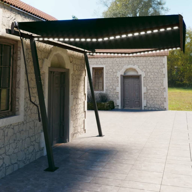 VidaXL Luifel automatisch met LED en windsensor 4,5x3 m antracietkleur