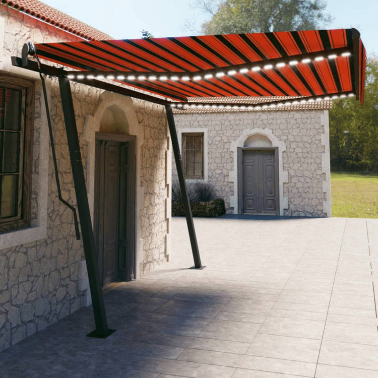 VidaXL Luifel automatisch met LED en windsensor 4,5x3 m oranje bruin