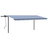VidaXL Luifel handmatig uittrekbaar met palen 5x3 m blauw en wit