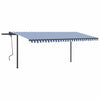 VidaXL Luifel automatisch uittrekbaar met palen 5x3 m blauw en wit