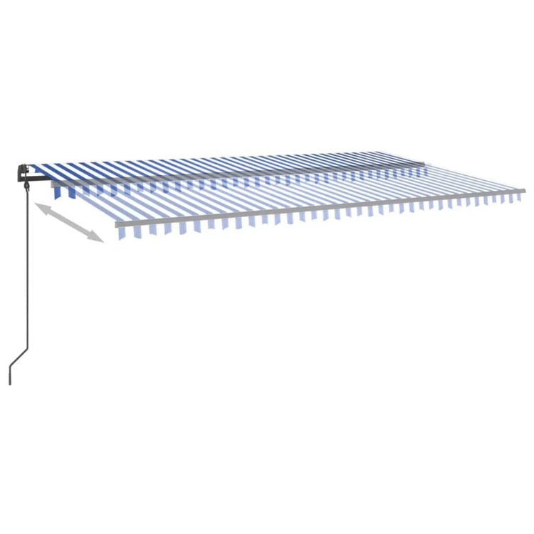 VidaXL Luifel handmatig uittrekbaar met palen 6x3 m blauw en wit