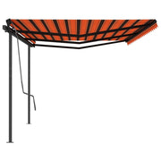 VidaXL Luifel handmatig uittrekbaar met palen 6x3 m oranje en bruin - afbeelding 2