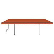 VidaXL Luifel handmatig uittrekbaar met palen 6x3 m oranje en bruin - afbeelding 3