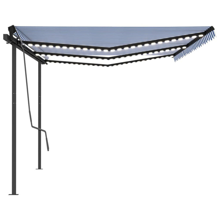 VidaXL Luifel automatisch met LED en windsensor 6x3 m blauw en wit