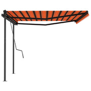 VidaXL Luifel handmatig uittrekbaar met palen 4x3,5 m oranje en bruin - afbeelding 2