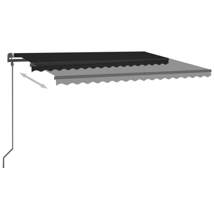 VidaXL Luifel handmatig uittrekbaar met LED 4x3,5 m antracietkleurig