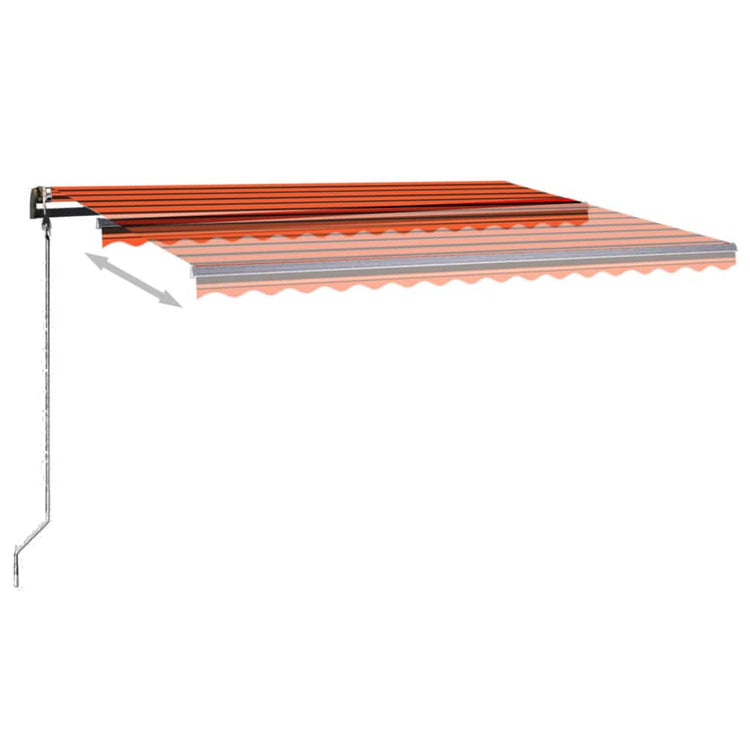 VidaXL Luifel handmatig uittrekbaar met LED 4x3,5 m oranje en bruin