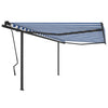 VidaXL Luifel handmatig uittrekbaar met palen 4,5x3,5 m blauw en wit