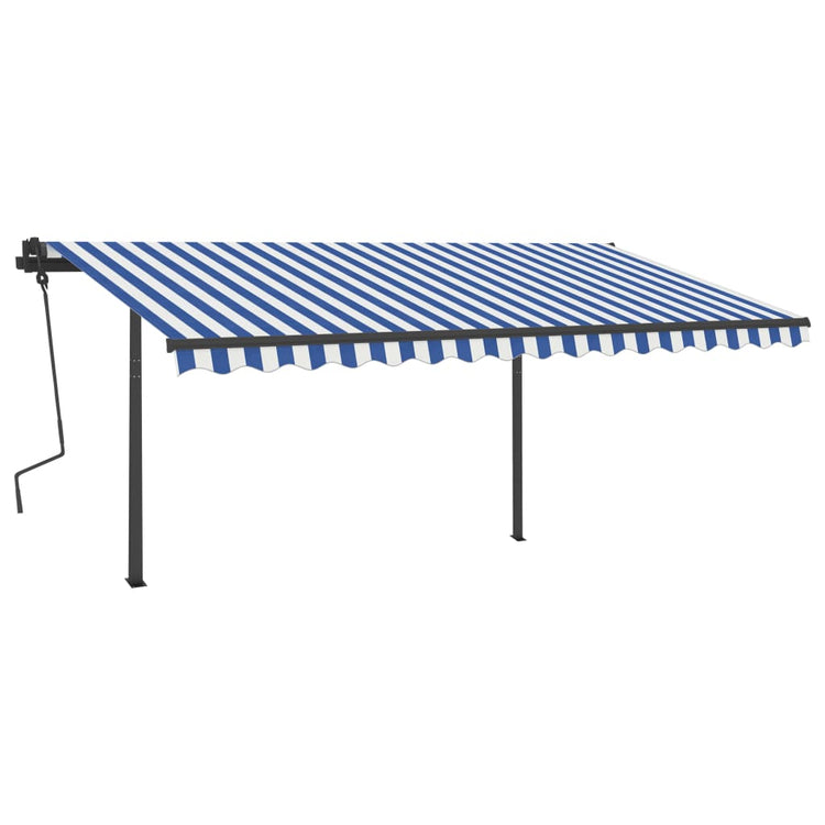 VidaXL Luifel handmatig uittrekbaar met LED 4,5x3,5 m blauw en wit