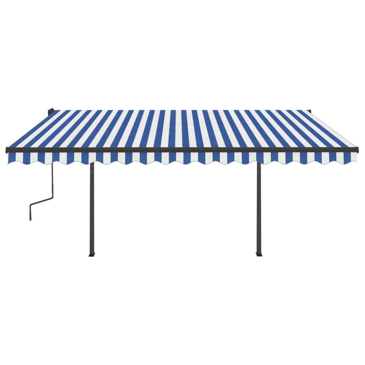 VidaXL Luifel handmatig uittrekbaar met LED 4,5x3,5 m blauw en wit