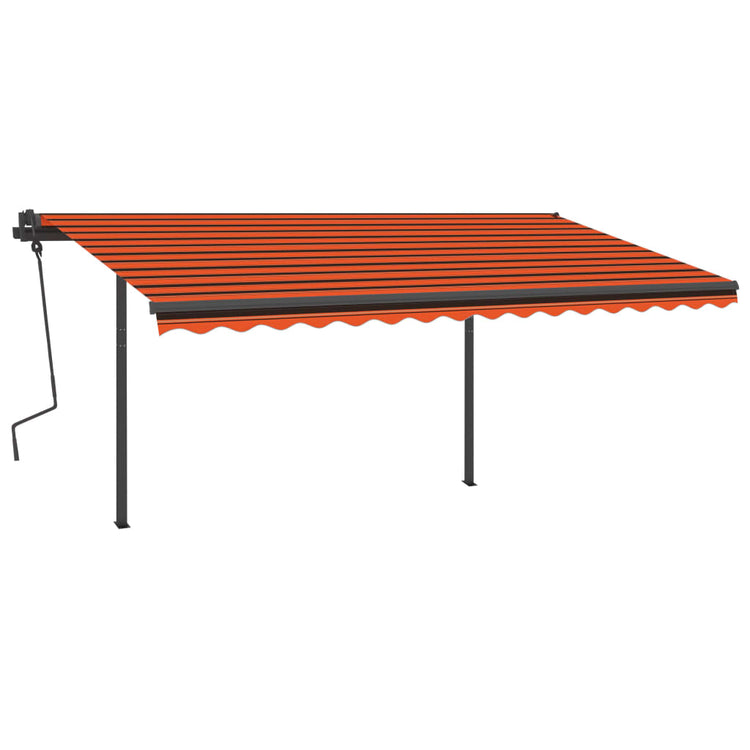 VidaXL Luifel handmatig uittrekbaar met LED 4,5x3,5 m oranje en bruin