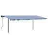 VidaXL Luifel handmatig uittrekbaar met palen 6x3,5 m blauw en wit