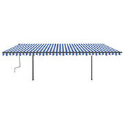VidaXL Luifel handmatig uittrekbaar met LED 6x3,5 m blauw en wit - afbeelding 3