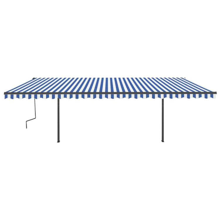 VidaXL Luifel handmatig uittrekbaar met LED 6x3,5 m blauw en wit