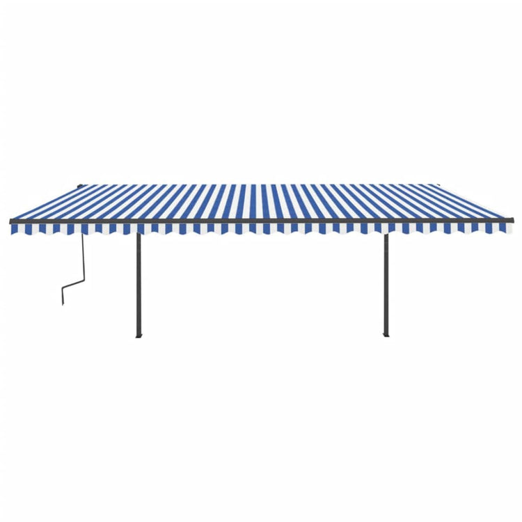 VidaXL Luifel automatisch uittrekbaar met palen 6x3,5 m blauw en wit