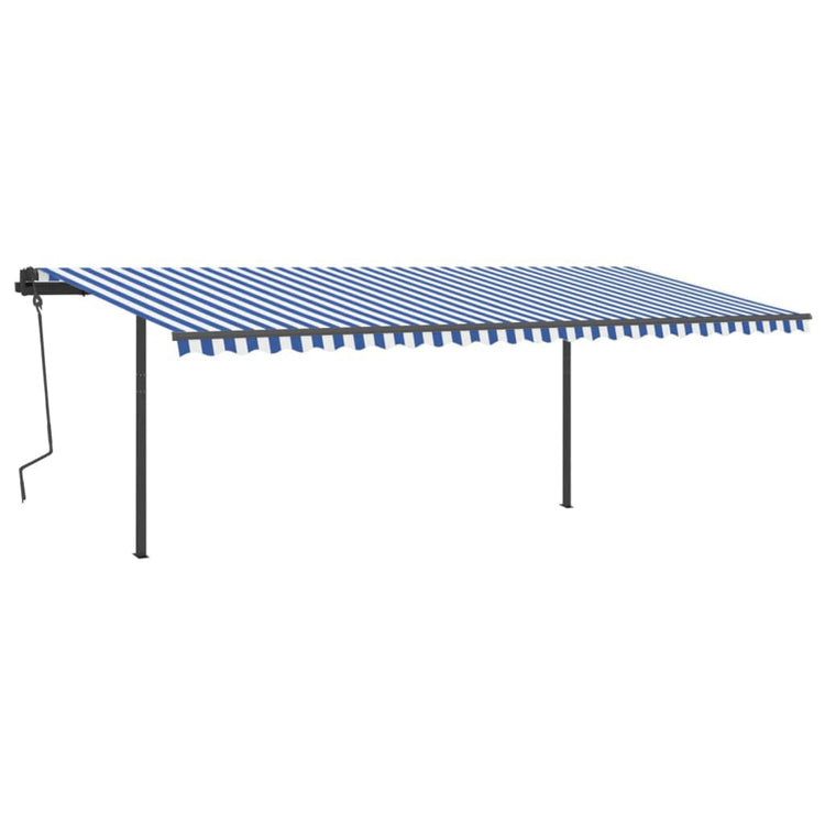 VidaXL Luifel automatisch met LED en windsensor 6x3,5 m blauw en wit