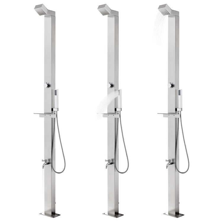 Vidaxl buitendouche met bruine basis 225 cm roestvrij staal