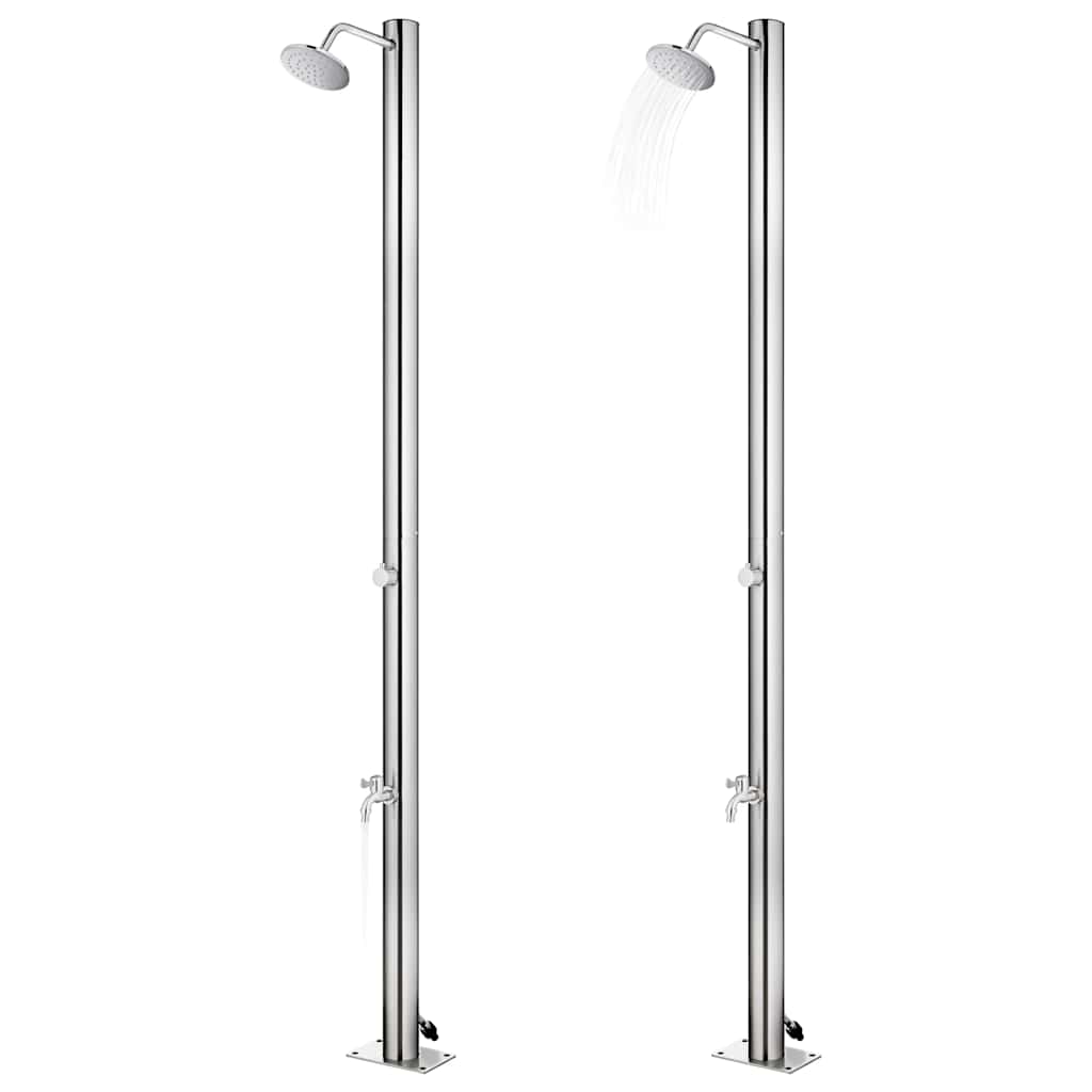 Vidaxl buitendouche met bruine basis 220 cm roestvrij staal