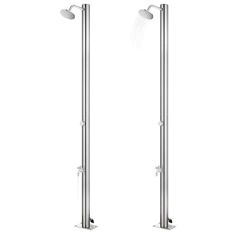 Vidaxl buitendouche met bruine basis 220 cm roestvrij staal