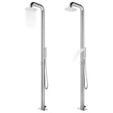 VidaXL Buitendouche met bruine basis 230 cm roestvrij staal - afbeelding 2