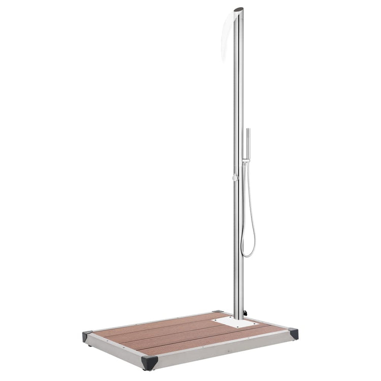 Vidaxl buitendouche met bruine basis 225 cm roestvrij staal